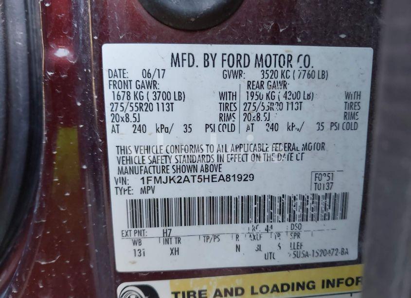 Photo 9 of 2017 Ford Expedition EL LIMITED (VIN 1FMJK2AT5HEA81929)