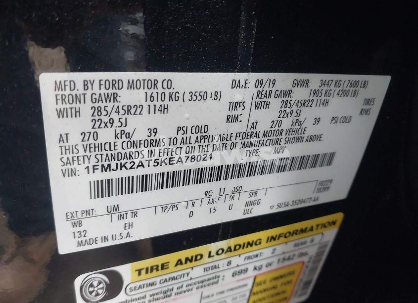 Photo 9 of 2019 Ford Expedition MAX LIMITED (VIN 1FMJK2AT5KEA78021)