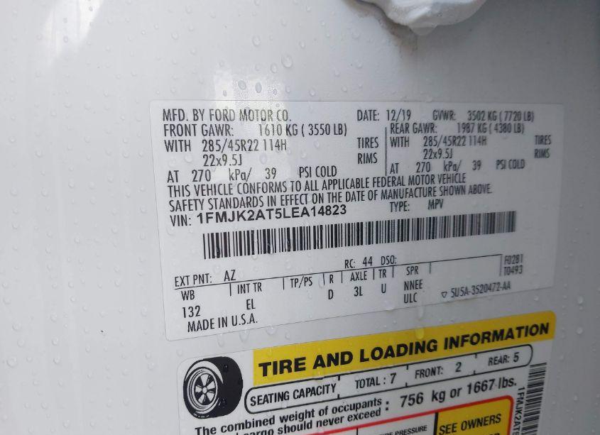 Photo 9 of 2020 Ford Expedition LIMITED MAX (VIN 1FMJK2AT5LEA14823)