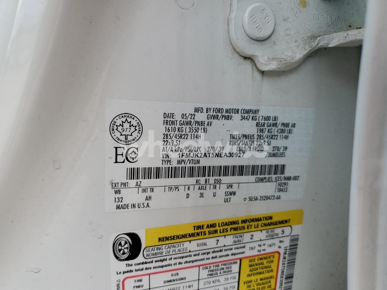 Photo 13 of 2022 FORD EXPEDITION MAX LIMITED (VIN 1FMJK2AT5NEA30927)