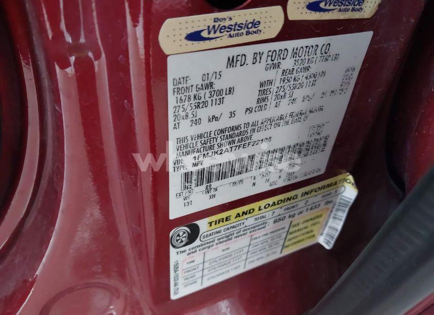 Photo 9 of 2015 Ford Expedition EL LIMITED (VIN 1FMJK2AT7FEF22196)