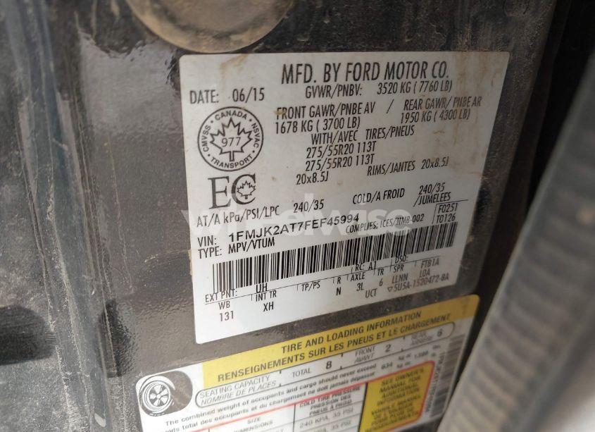 Photo 9 of 2015 Ford Expedition MAX LIMITED (VIN 1FMJK2AT7FEF45994)