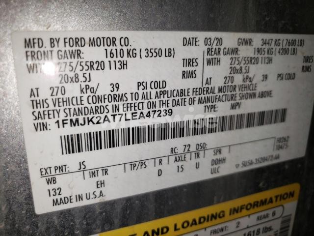 Photo 8 of 2020 FORD EXPEDITION MAX LIMITED (VIN 1FMJK2AT7LEA47239)