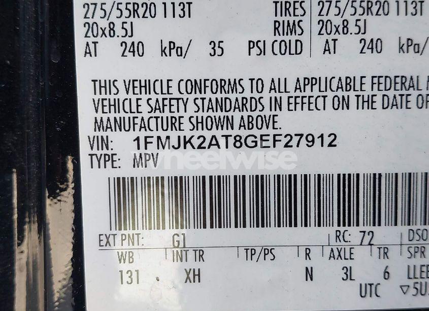 Photo 9 of 2016 Ford Expedition EL LIMITED (VIN 1FMJK2AT8GEF27912)