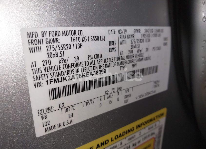 Photo 9 of 2019 Ford Expedition MAX LIMITED (VIN 1FMJK2AT8KEA38399)