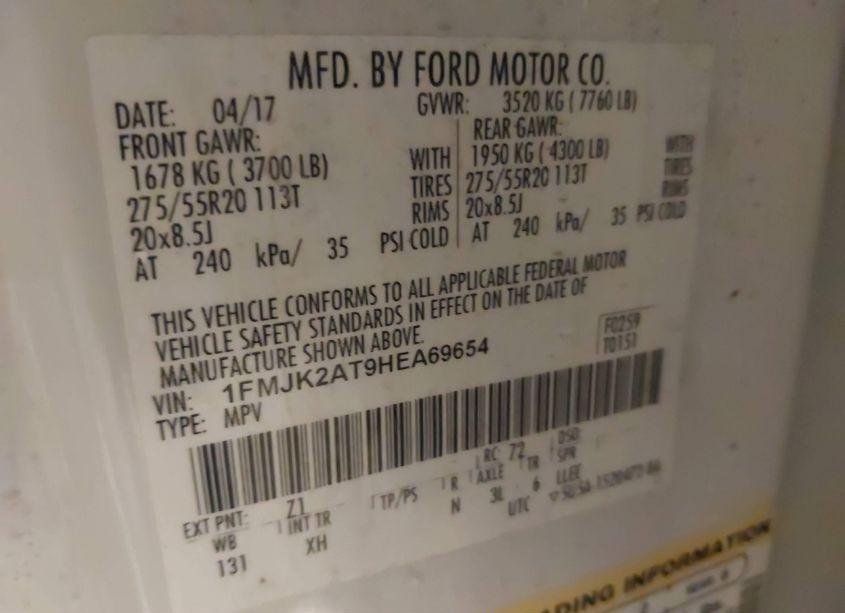 Photo 9 of 2017 Ford Expedition EL LIMITED (VIN 1FMJK2AT9HEA69654)