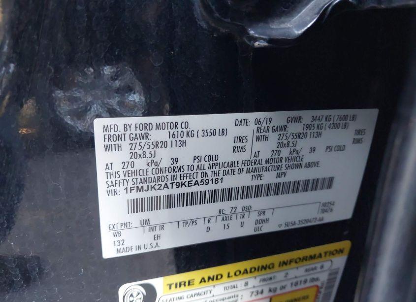 Photo 9 of 2019 Ford Expedition MAX LIMITED (VIN 1FMJK2AT9KEA59181)