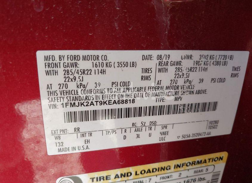 Photo 9 of 2019 Ford Expedition MAX LIMITED (VIN 1FMJK2AT9KEA68818)