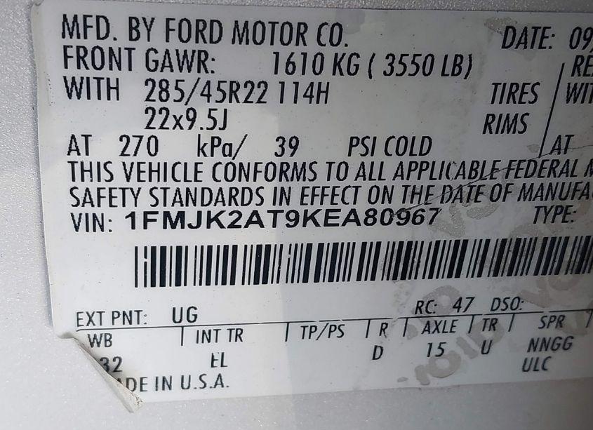 Photo 9 of 2019 Ford Expedition MAX LIMITED (VIN 1FMJK2AT9KEA80967)