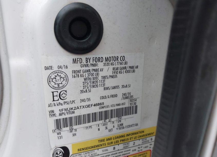 Photo 9 of 2016 Ford Expedition MAX LIMITED (VIN 1FMJK2ATXGEF46865)