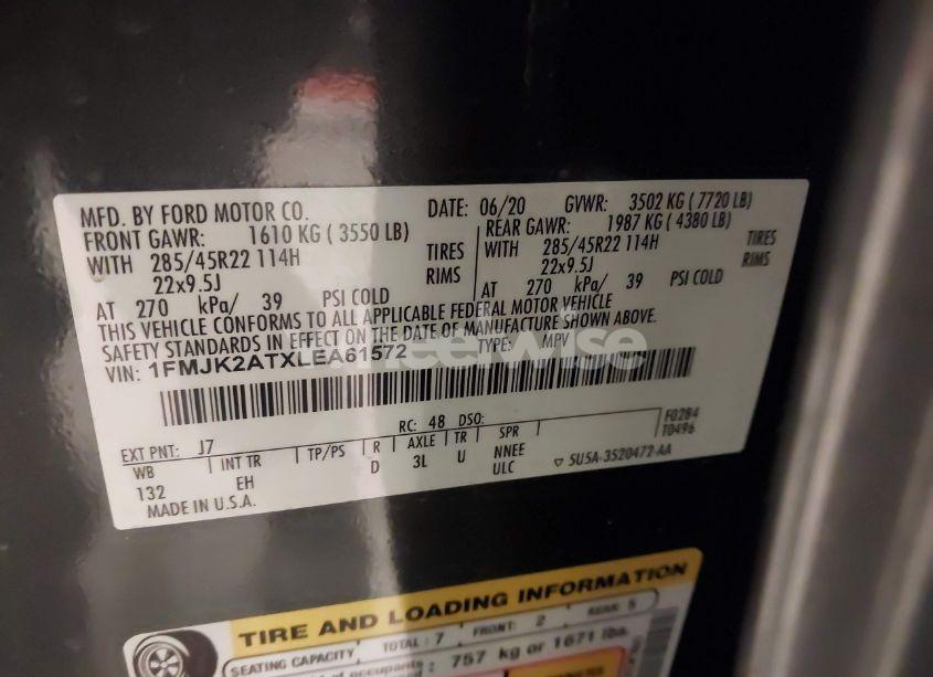 Photo 9 of 2020 Ford Expedition LIMITED MAX (VIN 1FMJK2ATXLEA61572)