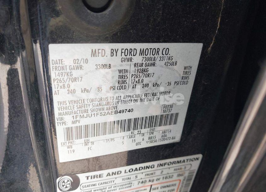 Photo 9 of 2010 Ford Expedition XLT (VIN 1FMJU1F52AEB49740)