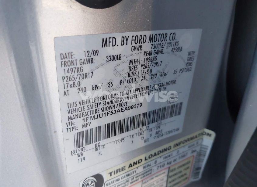 Photo 9 of 2010 Ford Expedition XLT (VIN 1FMJU1F53AEA99379)