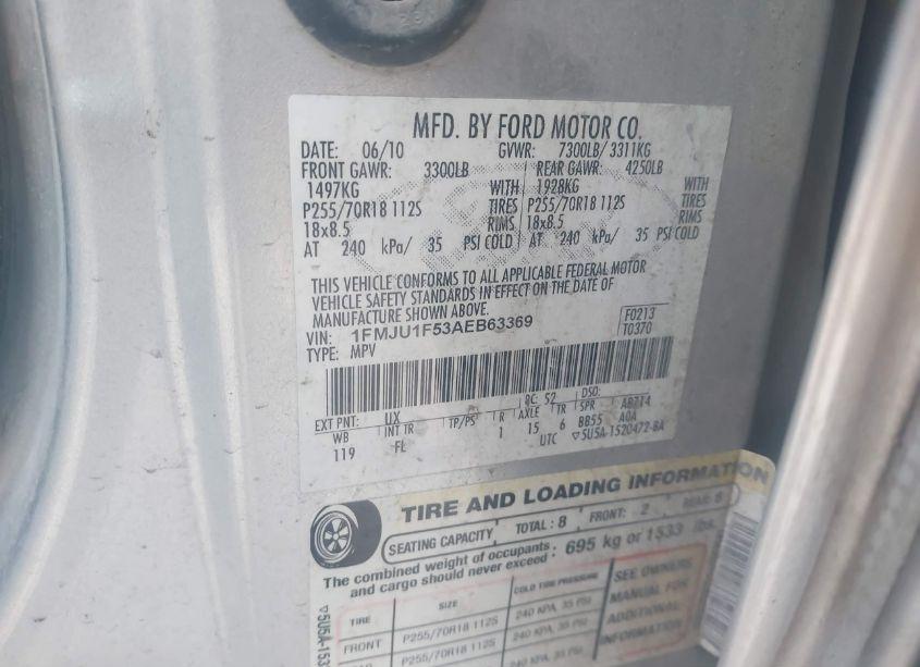 Photo 9 of 2010 Ford Expedition XLT (VIN 1FMJU1F53AEB63369)