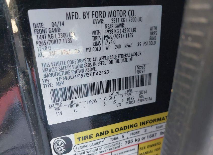 Photo 9 of 2014 Ford Expedition XL (VIN 1FMJU1F57EEF42123)