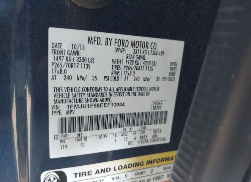 Photo 9 of 2014 Ford Expedition XL (VIN 1FMJU1F58EEF10944)