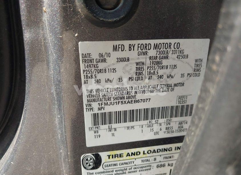 Photo 9 of 2010 Ford Expedition XLT (VIN 1FMJU1F5XAEB67077)