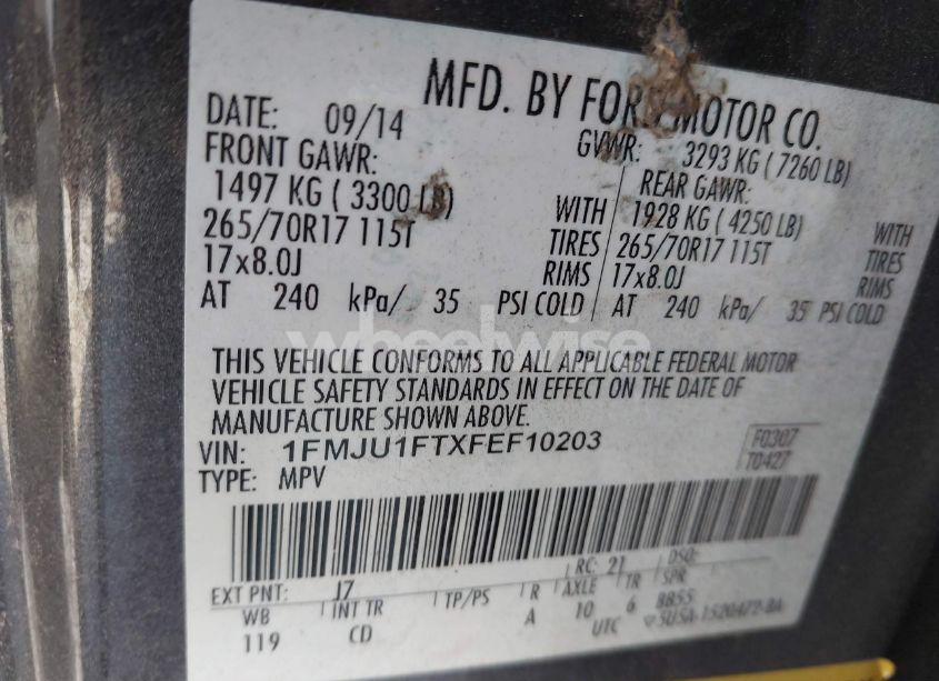 Photo 9 of 2015 Ford Expedition XL (VIN 1FMJU1FTXFEF10203)