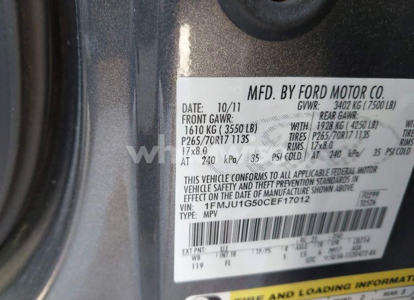 Photo 9 of 2012 Ford Expedition XL (VIN 1FMJU1G50CEF17012)