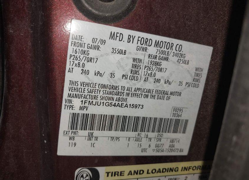 Photo 9 of 2010 Ford Expedition XLT (VIN 1FMJU1G54AEA15973)