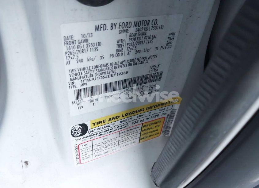 Photo 9 of 2014 Ford Expedition XL (VIN 1FMJU1G54EEF12365)