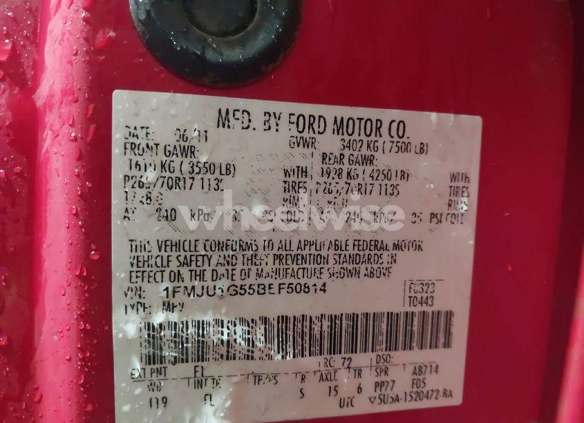 Photo 9 of 2011 Ford Expedition XL (VIN 1FMJU1G55BEF50814)