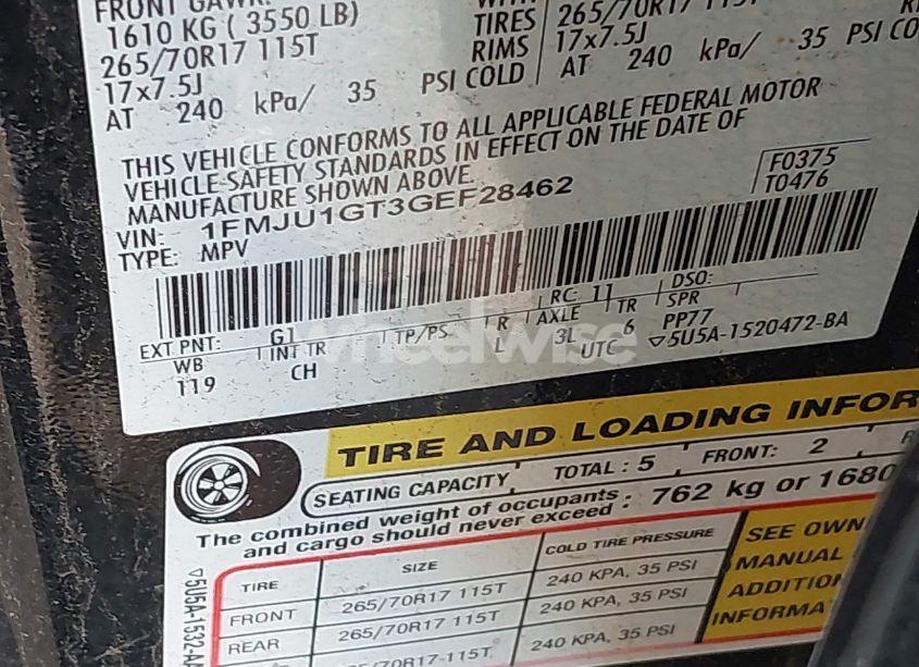 Photo 9 of 2016 Ford Expedition XL (VIN 1FMJU1GT3GEF28462)