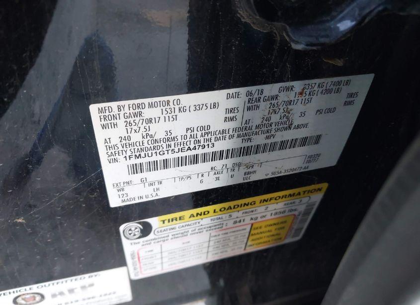 Photo 9 of 2018 Ford Expedition XL (VIN 1FMJU1GT5JEA47913)