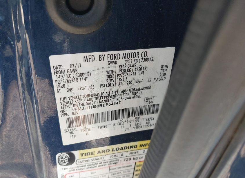 Photo 9 of 2011 Ford Expedition XLT (VIN 1FMJU1H50BEF54347)