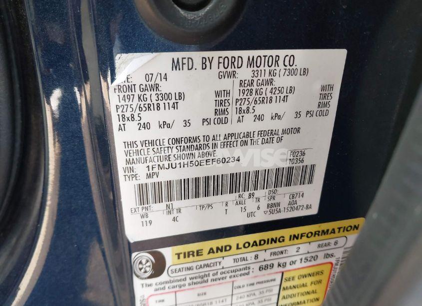 Photo 9 of 2014 Ford Expedition XLT (VIN 1FMJU1H50EEF60234)