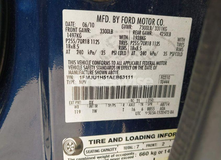 Photo 9 of 2010 Ford Expedition EDDIE BAUER/KING RANCH (VIN 1FMJU1H51AEB63111)