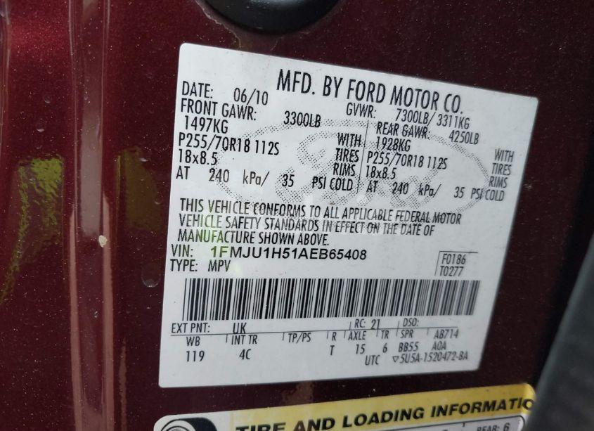 Photo 9 of 2010 Ford Expedition EDDIE BAUER/KING RANCH (VIN 1FMJU1H51AEB65408)