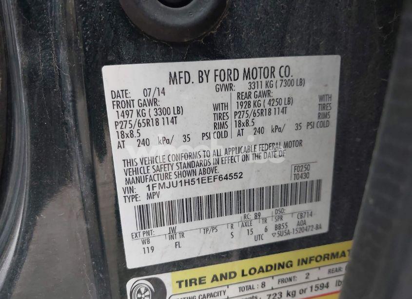 Photo 9 of 2014 Ford Expedition XLT (VIN 1FMJU1H51EEF64552)