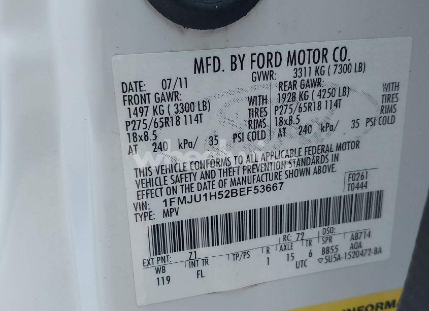 Photo 9 of 2011 Ford Expedition XLT (VIN 1FMJU1H52BEF53667)