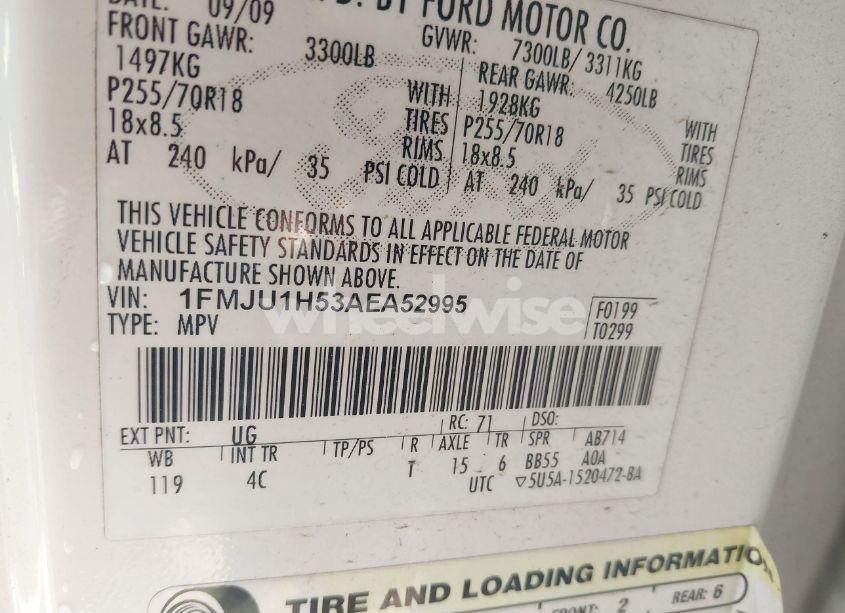 Photo 9 of 2010 Ford Expedition EDDIE BAUER/KING RANCH (VIN 1FMJU1H53AEA52995)