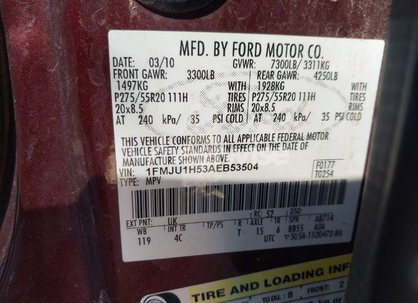 Photo 9 of 2010 Ford Expedition EDDIE BAUER/KING RANCH (VIN 1FMJU1H53AEB53504)