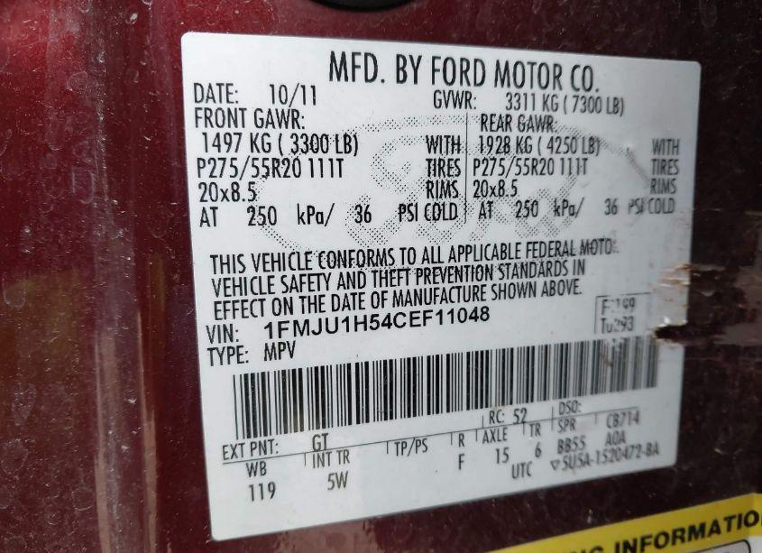 Photo 9 of 2012 Ford Expedition KING RANCH (VIN 1FMJU1H54CEF11048)