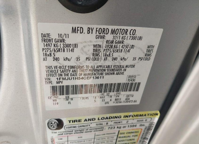 Photo 9 of 2012 Ford Expedition XLT (VIN 1FMJU1H54CEF13611)