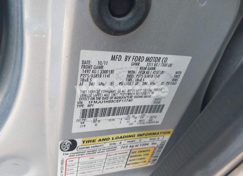 Photo 9 of 2012 Ford Expedition XLT (VIN 1FMJU1H55CEF11740)