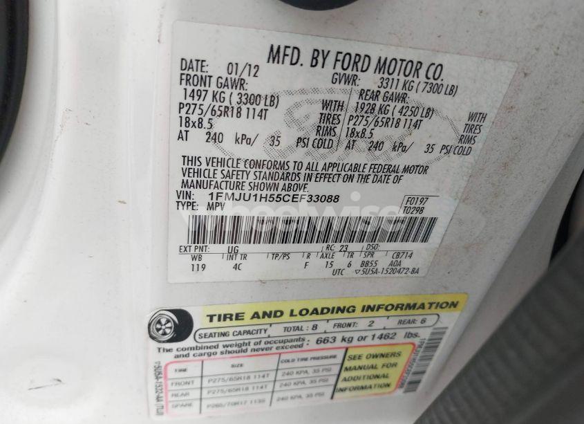 Photo 9 of 2012 Ford Expedition XLT (VIN 1FMJU1H55CEF33088)