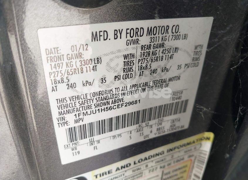 Photo 9 of 2012 Ford Expedition XLT (VIN 1FMJU1H56CEF29681)