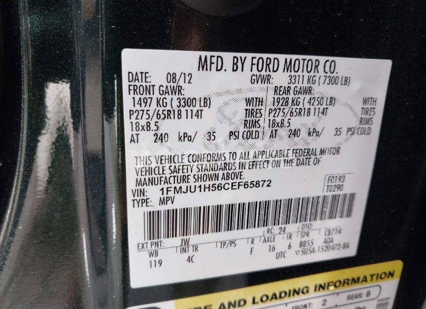 Photo 9 of 2012 Ford Expedition XLT (VIN 1FMJU1H56CEF65872)