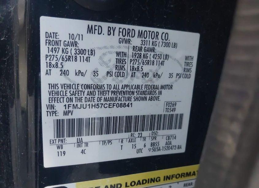 Photo 9 of 2012 Ford Expedition XLT (VIN 1FMJU1H57CEF08841)