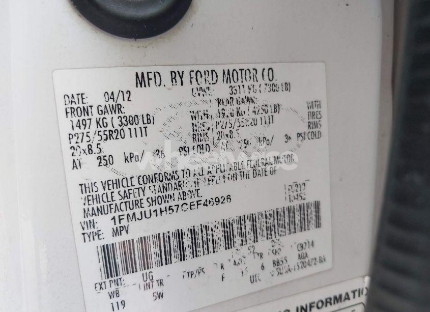 Photo 9 of 2012 Ford Expedition KING RANCH (VIN 1FMJU1H57CEF46926)