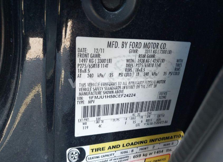 Photo 9 of 2012 Ford Expedition XLT (VIN 1FMJU1H58CEF24224)