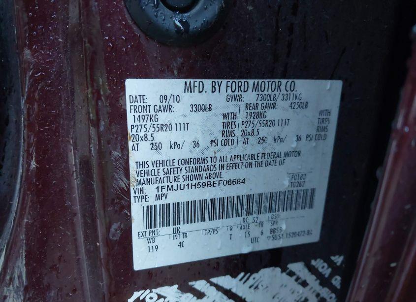 Photo 9 of 2011 Ford Expedition XLT (VIN 1FMJU1H59BEF06684)