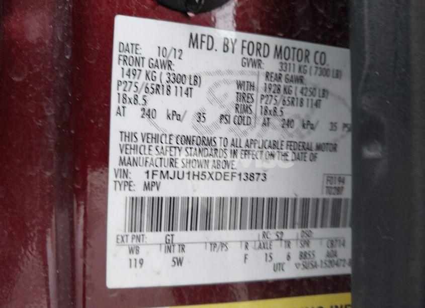 Photo 9 of 2013 Ford Expedition KING RANCH (VIN 1FMJU1H5XDEF13873)