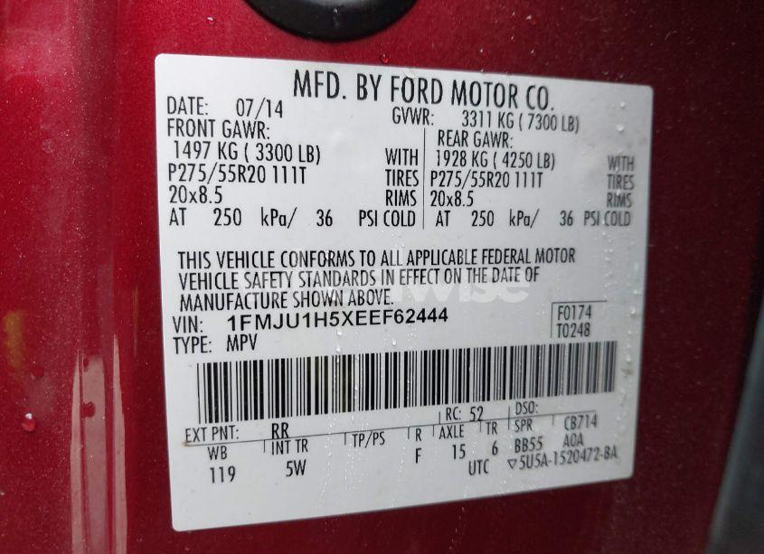 Photo 9 of 2014 Ford Expedition KING RANCH (VIN 1FMJU1H5XEEF62444)