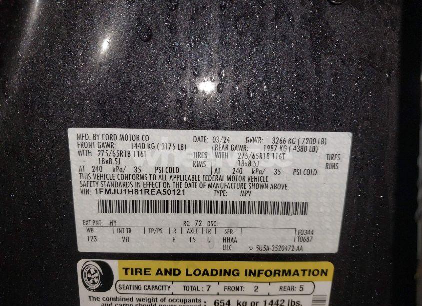 Photo 9 of 2024 Ford Expedition XLT (VIN 1FMJU1H81REA50121)