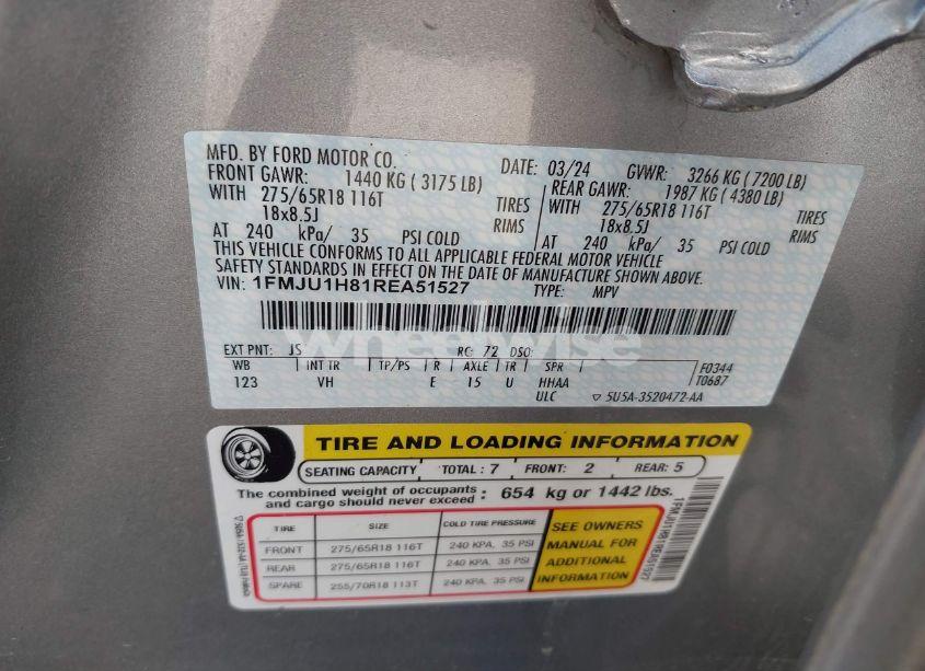 Photo 9 of 2024 Ford Expedition XLT (VIN 1FMJU1H81REA51527)